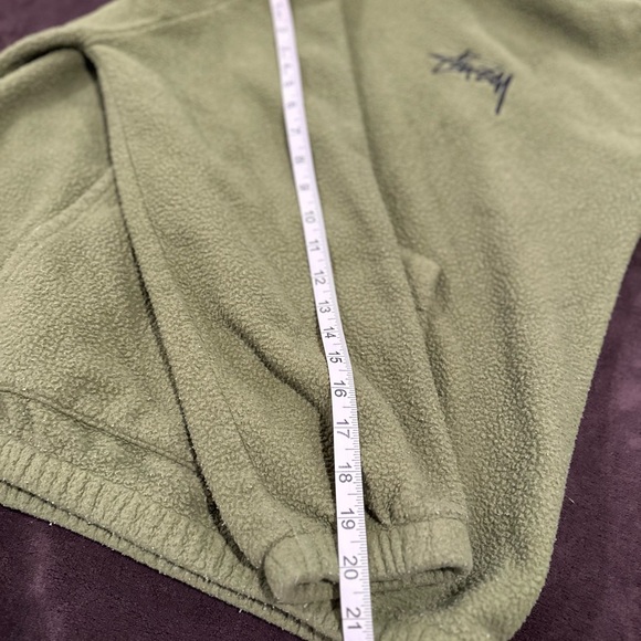 Stüssy Bronson Polar Fleece Drawstring Hoodie Sz: S olive green.Embroidered logo - Picture 6 of 13